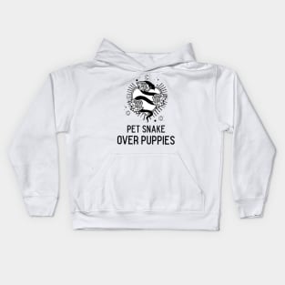 Pet snake over puppies snake lover Kids Hoodie